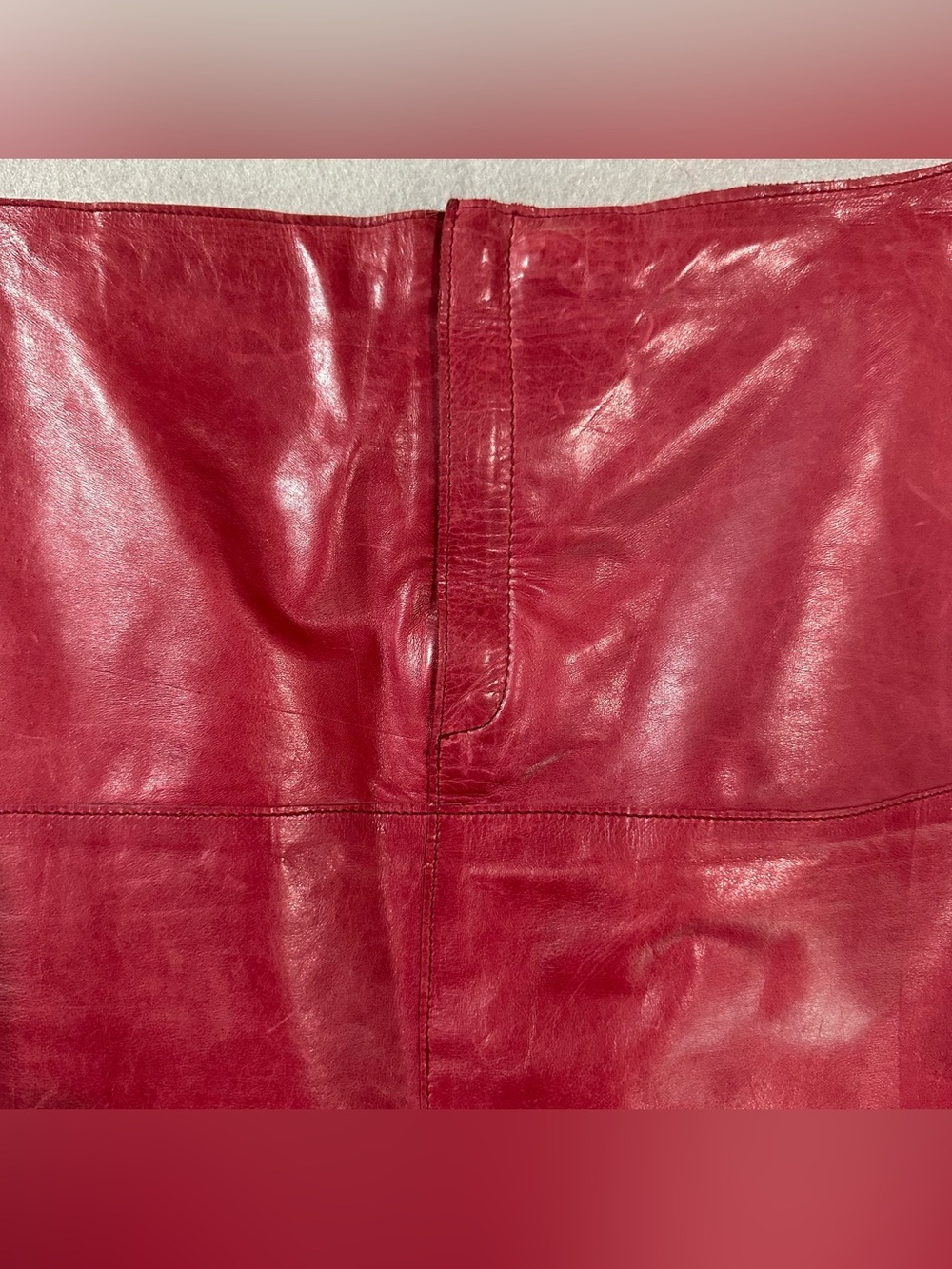 Banana Republic Burgundy Leather A-Line Skirt - Picture 2 of 9